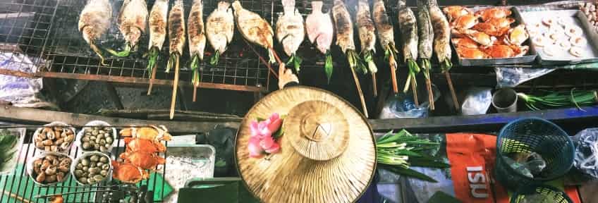 Floating fast food market in Bangkok