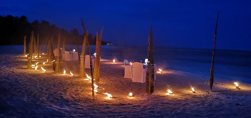 romantic dinner on the beach